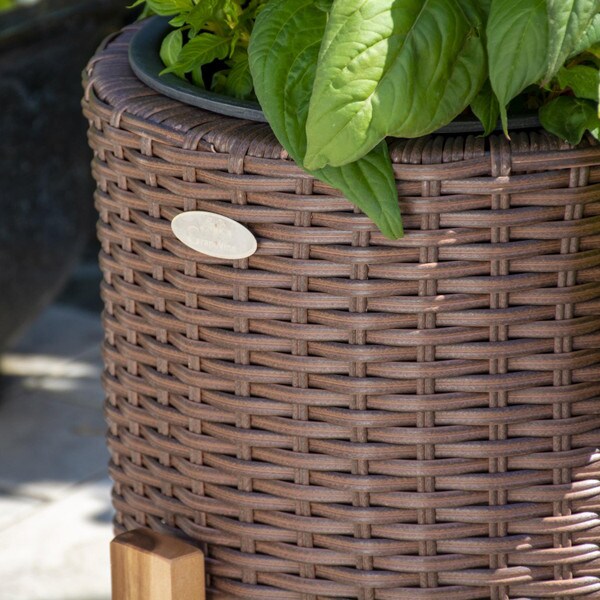 Brown Wicker Planter with Stand